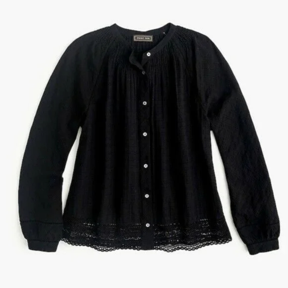 J. Crew Black Point Sur Window Pane Top